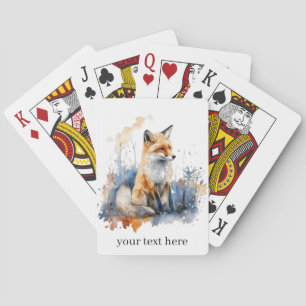 Whispers of the Wild Fox in Watercolor, custom Playing Cards