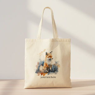 Whispers of the Wild Fox in Watercolor, custom Tote Bag