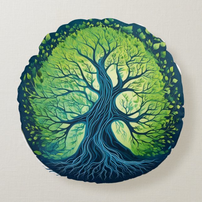 Whispers of the Wind: The Essence of Tree Round Cushion (Front)