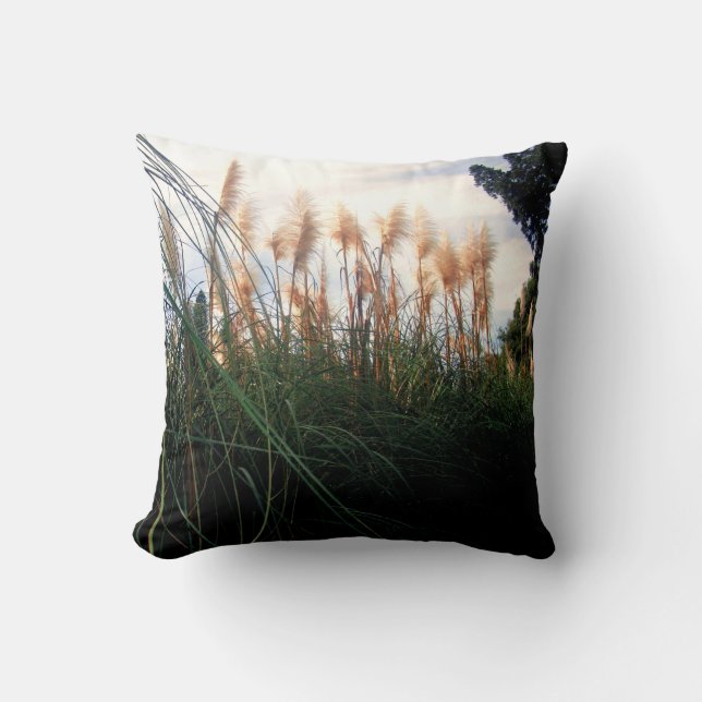 "Whispers of the Wind: The White Pampas Grasses" Cushion (Front)