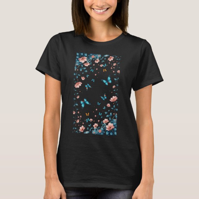 Whispers of Wings Midnight Bloom Flight Butterflie T-Shirt (Front)