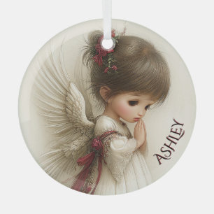 Whispers of Winter – Fairy Child with Cardinal Glass Tree Decoration