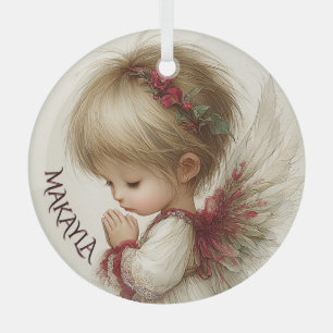 Whispers of Winter – Fairy Child with Cardinal Glass Tree Decoration