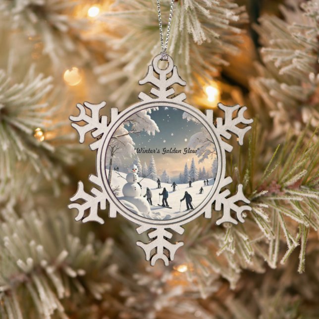 "Whispers of Winter" Snowflake Pewter Christmas Ornament (Tree)