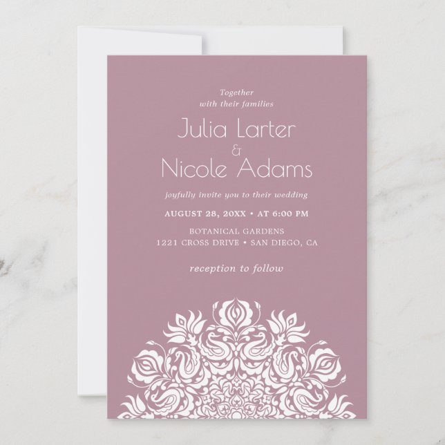 Whispers Swan Birds Lotus Flowers Mandala Wedding Invitation (Front)