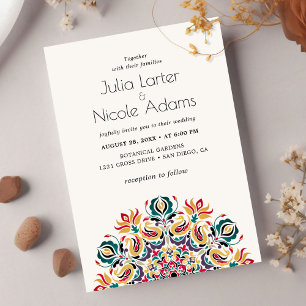 Whispers Swan Birds Lotus Flowers Mandala Wedding Invitation