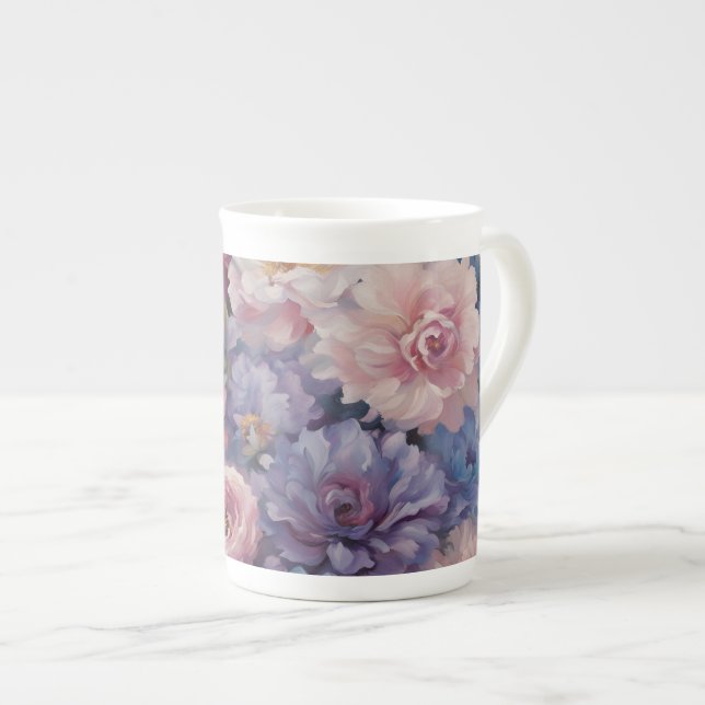 Whispy wildflower design bone china mug (Front Right)