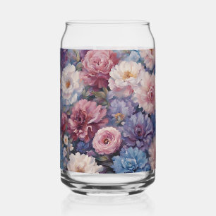 Whispy wildflower design can glass