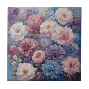 Whispy wildflower design ceramic tile