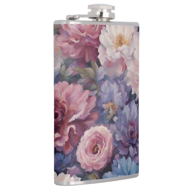 Whispy wildflower design hip flask (Right)