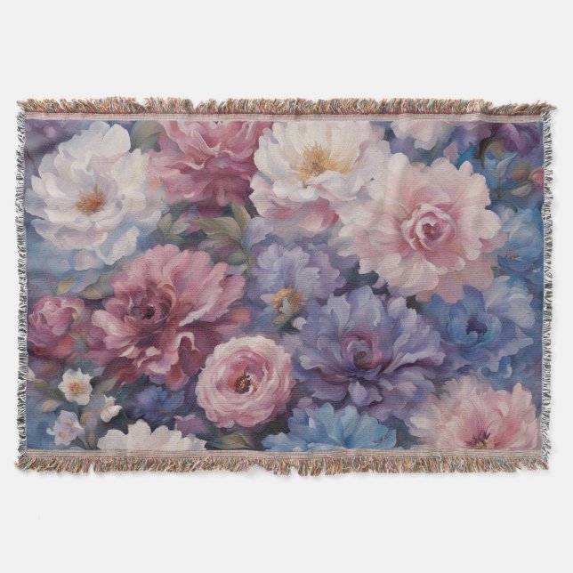 Whispy wildflower design throw blanket (Front)