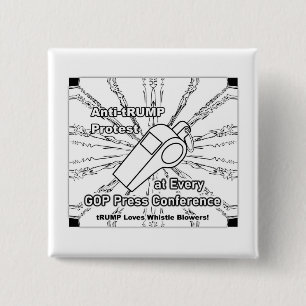 Whistle Blower 15 Cm Square Badge