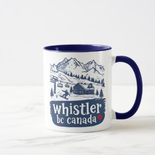 Whistler BC Canada Blue Minimalist Snowboarding Mug