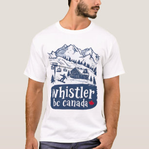 Whistler BC Canada Blue Minimalist Snowboarding T-Shirt