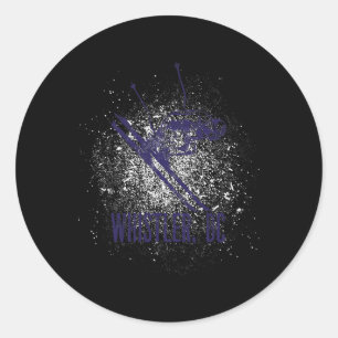 Whistler Bc Canada Downhill Ski Village Retro Desi Classic Round Sticker
