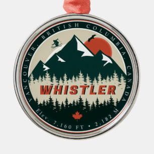 Whistler BC Canada Mountain Ski Vintage Metal Ornament