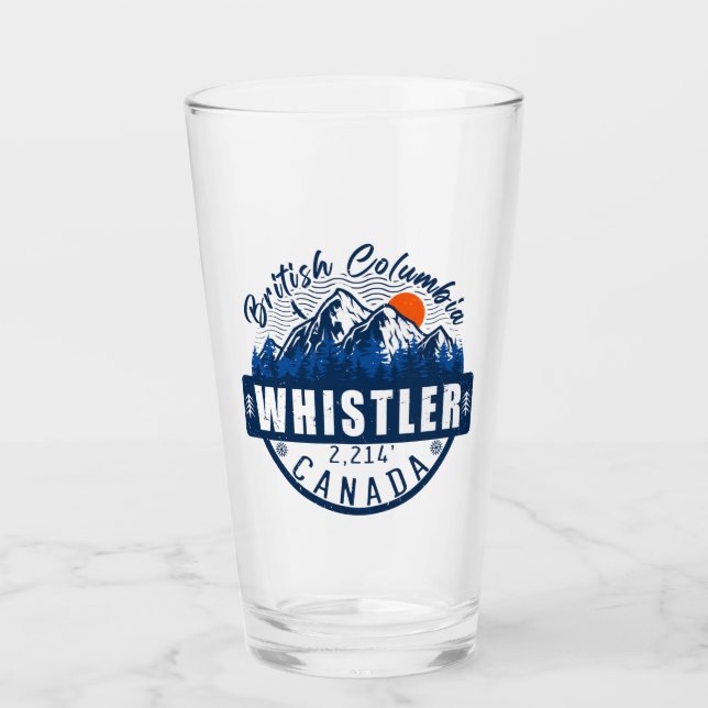 Whistler British Columbia Canada Minimalist Ski Glass (Front)