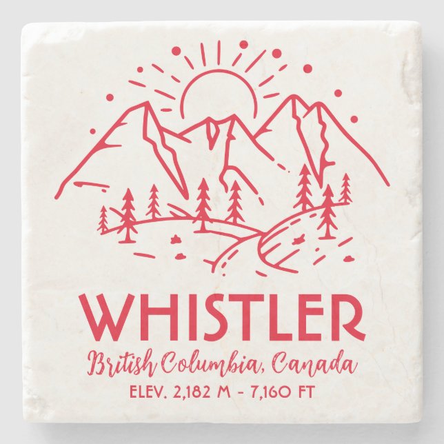 Whistler British Columbia Canada Minimalist Ski Stone Coaster (Front)