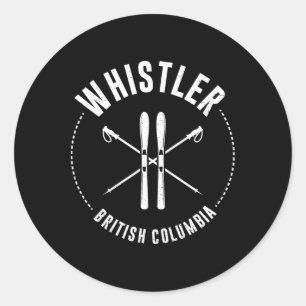 Whistler British Columbia. Canadian Mountain Skiin Classic Round Sticker