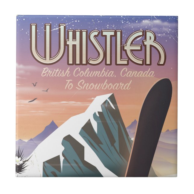 Whistler British Columbia snowboarding poster Tile (Front)