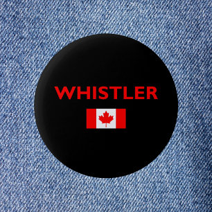 Whistler Canada Canadian Flag Dark Colour 6 Cm Round Badge