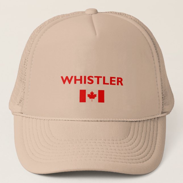 Whistler Canada Canadian Flag Dark Colour Trucker Hat (Front)