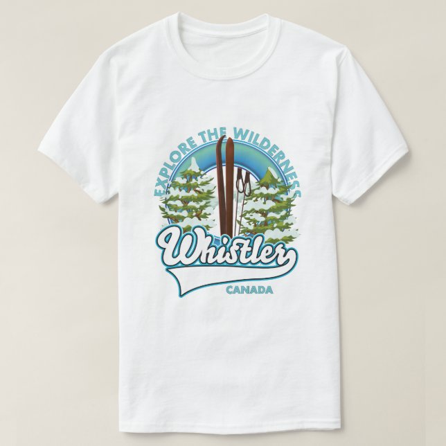Whistler Canada,explore the wilderness, ski logo T-Shirt (Design Front)
