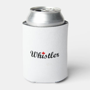 Whistler Canada Script Text Small Maple Leaf Can Cooler
