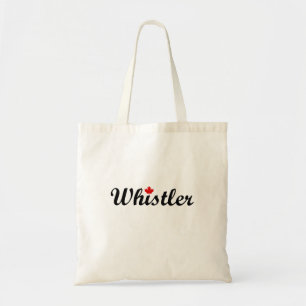 Whistler Canada Script Text Small Maple Leaf Tote Bag