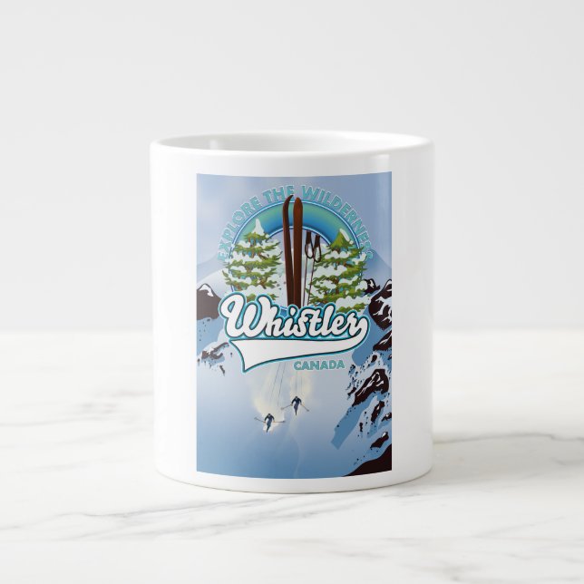whistler Canada ski travel poster. Large Coffee Mug (Front)