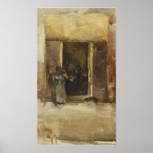 Whistler - Figures In A Doorway 1890 Poster
