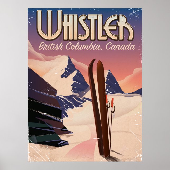 Whistler,Vancouver, British Columbia Ski poster (Front)