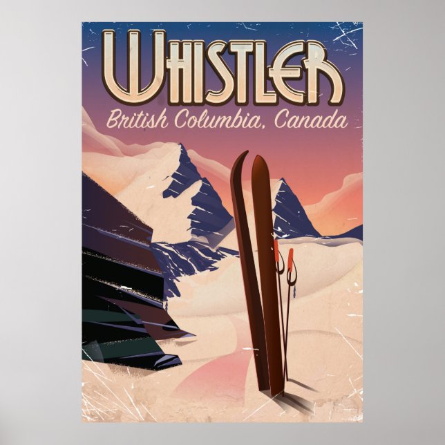 Whistler,Vancouver, British Columbia Ski poster (Front)