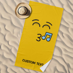 Whistling Face with Smiling Eyes Beach Towel