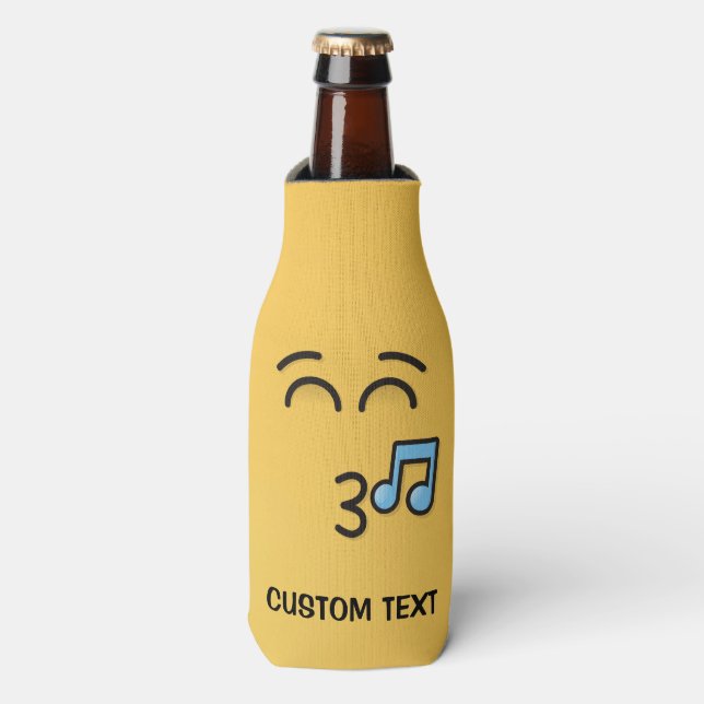Whistling Face with Smiling Eyes Bottle Cooler (Bottle Front)