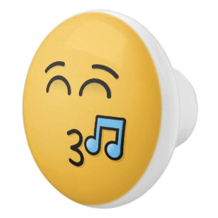 Whistling Face with Smiling Eyes Ceramic Knob