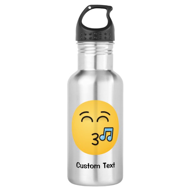 Whistling Face with Smiling Eyes Water Bottle (Front)