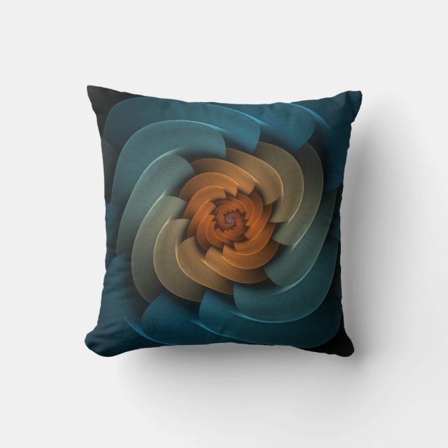 Whistling in the Dark Turquoise & Orange Abstract Cushion (Front)