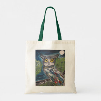 Whit Own/Multi Colered Owl Tote Bag