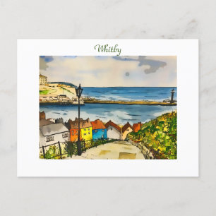Whitby 199 Steps original Art  Postcard