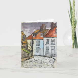 Whitby Steps Scarborough Original Painting Card