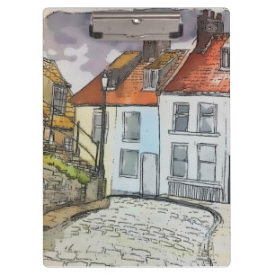 Whitby Steps Scarborough Original Painting  Clipboard
