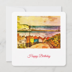 Whitby Yorkshire 199 Steps original Birthday card