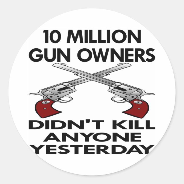 White 10 Million Gun Owners Kill Classic Round Sticker (Front)