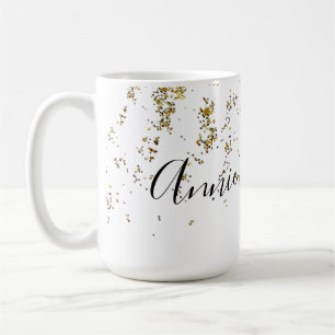 white 15 oz combo mug with her name & glitter