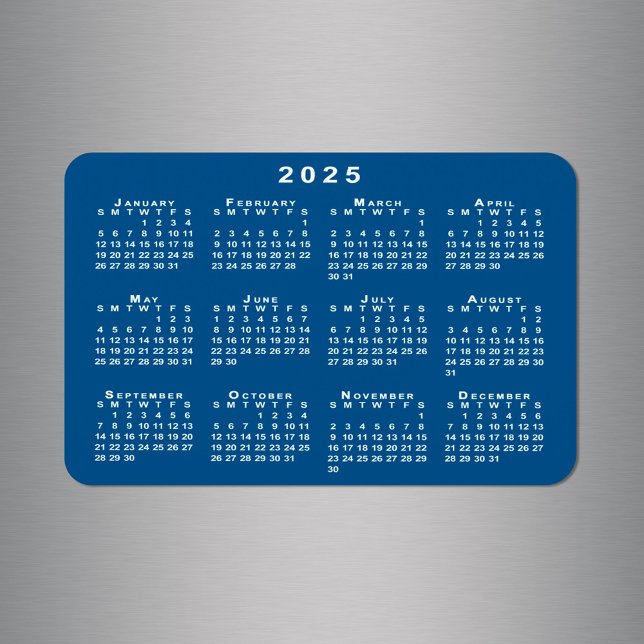 White 2025 Calendar Blue Background Template Magnet (White 2025 Calendar Blue Background Template Magnet in situ)