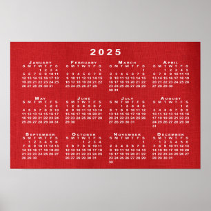 White 2025 Calendar on Customisable Photo Poster