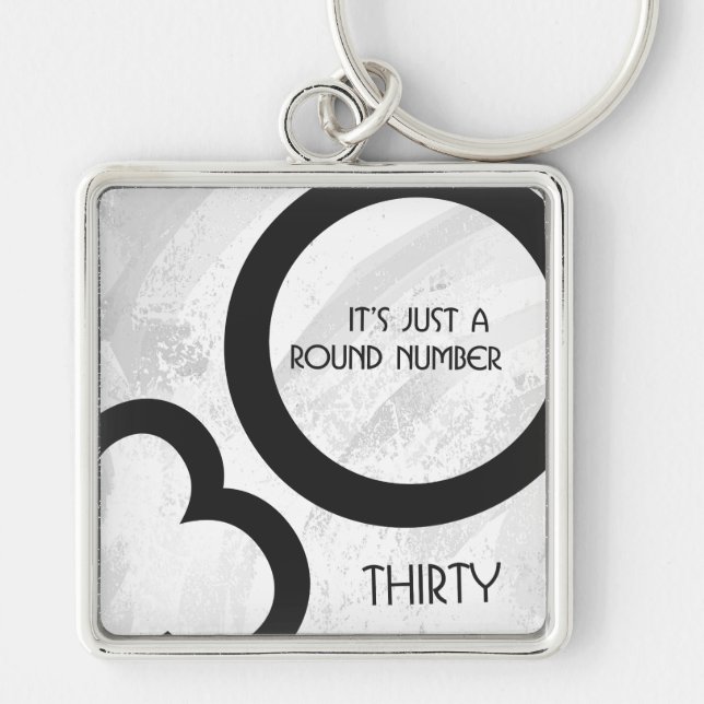 White 30 Decade Birthday Key Ring (Front)