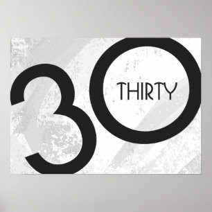 White 30 Decade Birthday Poster