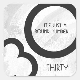 White 30 Decade Birthday Square Sticker